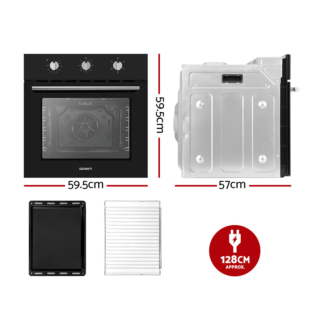 Devanti Electric Built In Wall Oven 60cm Convection Grill Ovens Stainless Steel Devanti