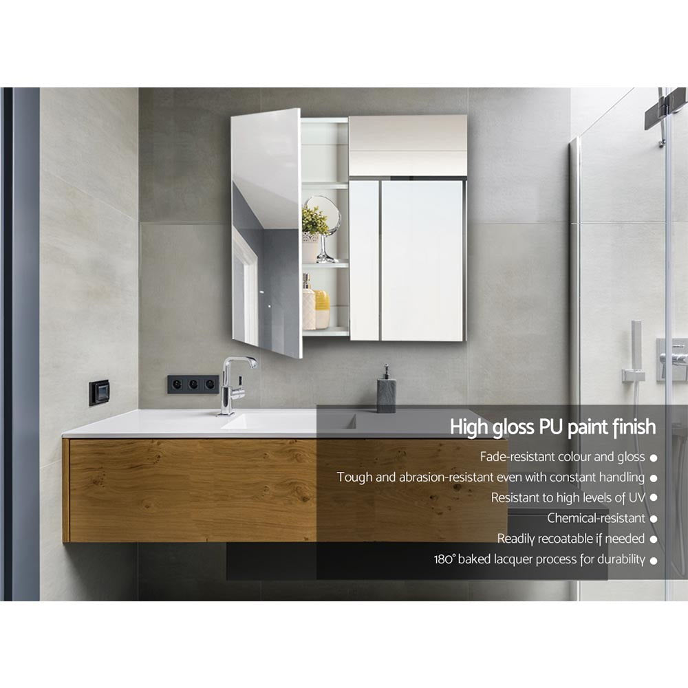 Cefito Bathroom Vanity Mirror with Storage Cabinet - White Cefito