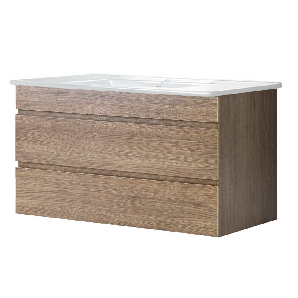 Cefito 900mm Bathroom Vanity Cabinet Wash Basin Unit Sink Storage Wall Mounted Oak White freeshipping - Awezingly