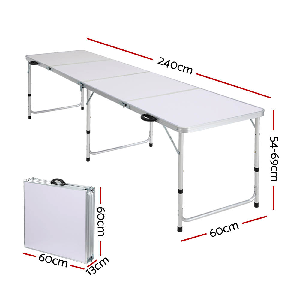 Weisshorn Folding Camping Table Portable Family Picnic Garden 240CM Weisshorn