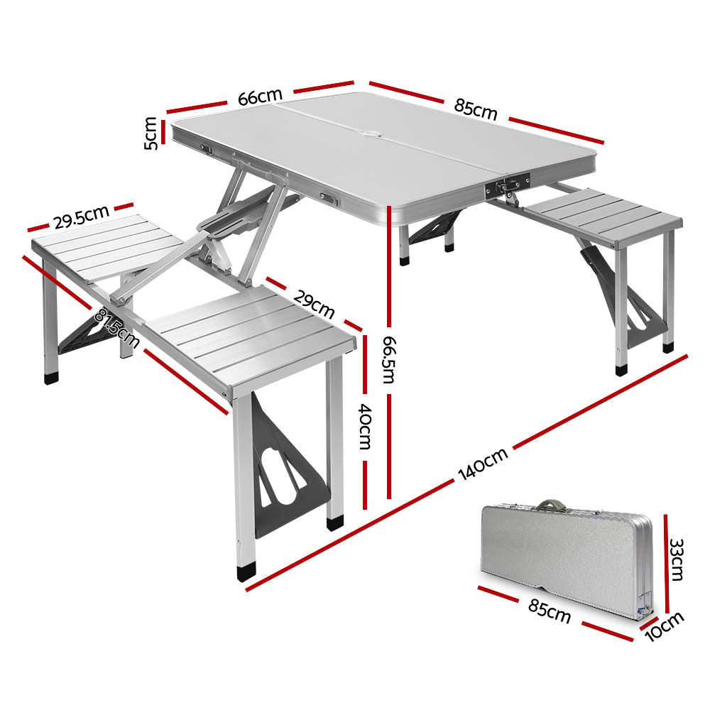Weisshorn Camping Table with Chairs Folding Outdoor Picnic Beach BBQ 85CM Weisshorn