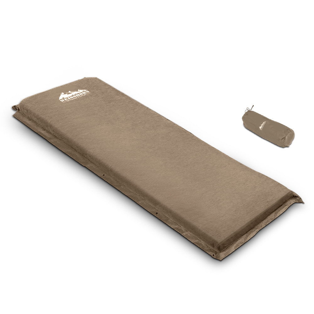 Weisshorn Single Size Self Inflating Matress Mat Joinable 10CM Thick Coffee freeshipping - Awezingly
