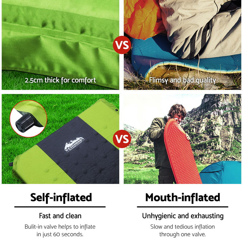 Weisshorn Self Inflating Mattress Camping Sleeping Mat Air Bed Pad Single Green Weisshorn