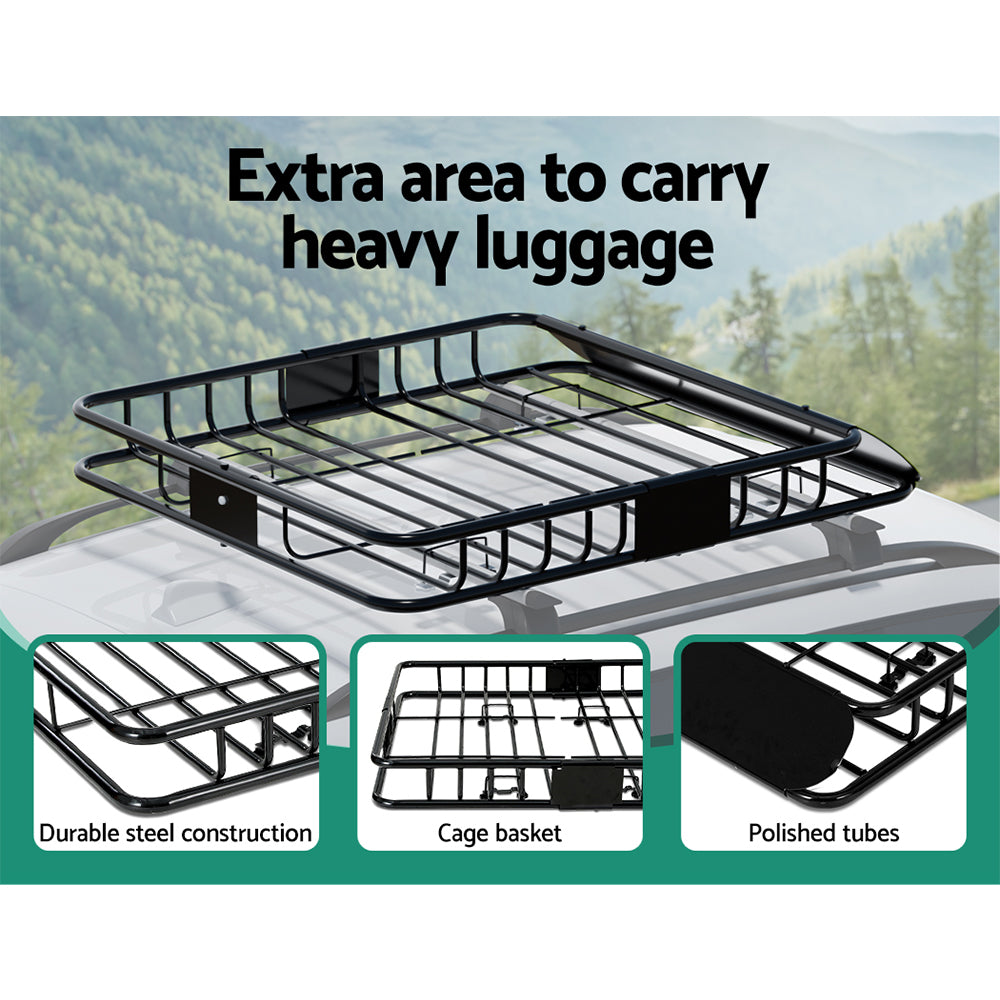 Giantz Universal Car Roof Rack Basket Luggage Carrier Steel Vehicle Cargo 111cm Giantz