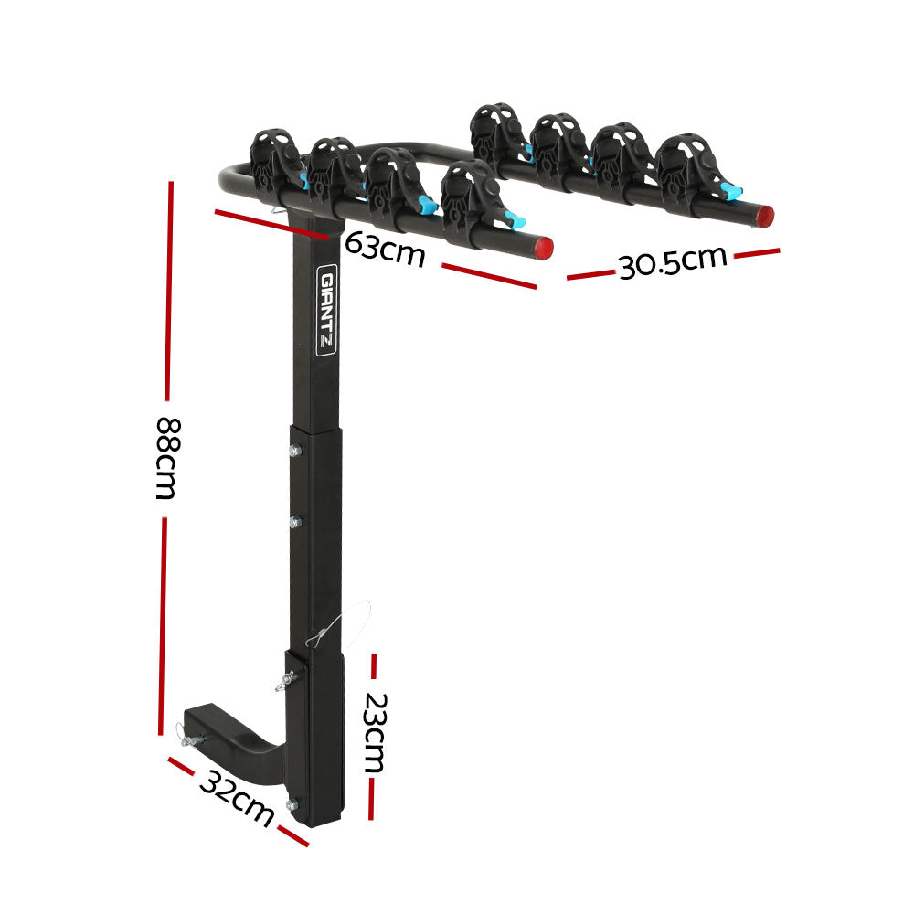 Giantz Bike Carrier 4 Bicycle Car Rear Rack Hitch Mount 2 Towbar Foldable Steel