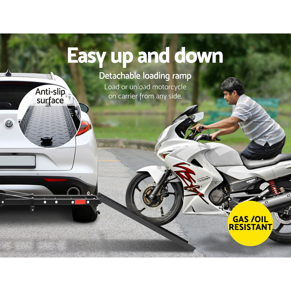 Giantz Motorcycle Carrier 2 Arms Rack Ramp Motorbike Dirt Bike 2Hitch Towbar