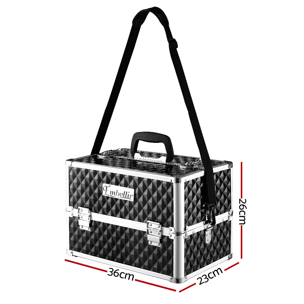 Embellir Portable Cosmetic Beauty Makeup Case - Diamond Black freeshipping - Awezingly