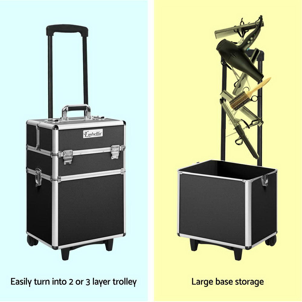 Embellir 7 in 1 Portable Cosmetic Beauty Makeup Trolley - Black freeshipping - Awezingly