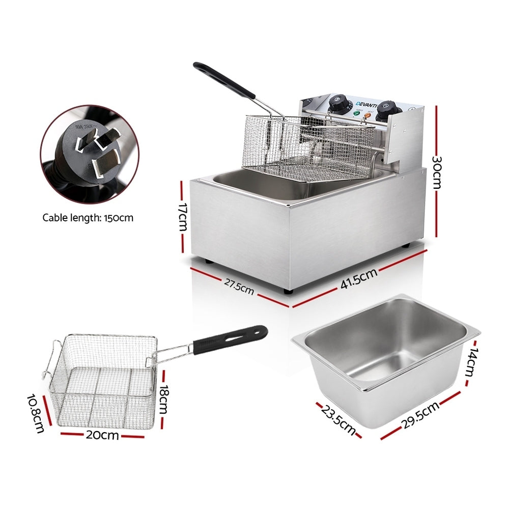 Devanti Commercial Electric Single Deep Fryer - Silver freeshipping - Awezingly