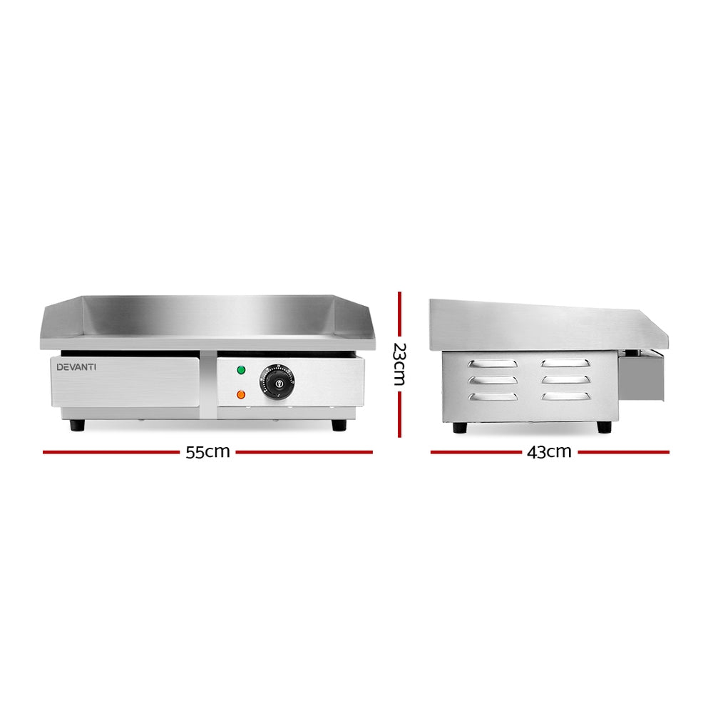 Devanti 3000W Electric Griddle Hot Plate - Stainless Steel freeshipping - Awezingly