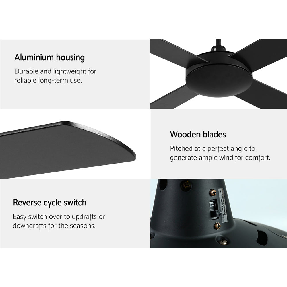 Devanti 52'' Ceiling Fan w/Remote - Black freeshipping - Awezingly