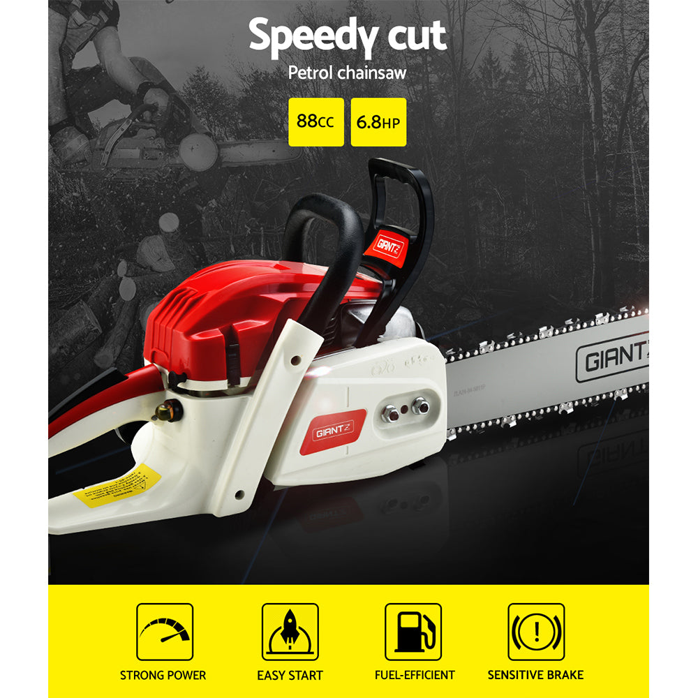 Giantz 88cc Commercial Petrol Chainsaw E-Start 24 Bar Pruning Chain Saw Giantz