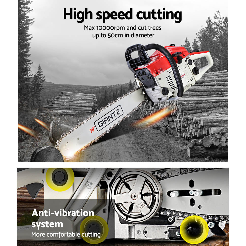 GIANTZ 52CC Petrol Commercial Chainsaw Chain Saw Bar E-Start Pruning Giantz