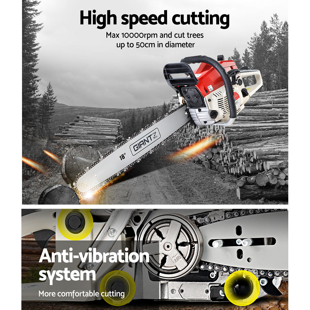Giantz Petrol Chainsaw Commercial E-Start 18'' Giantz