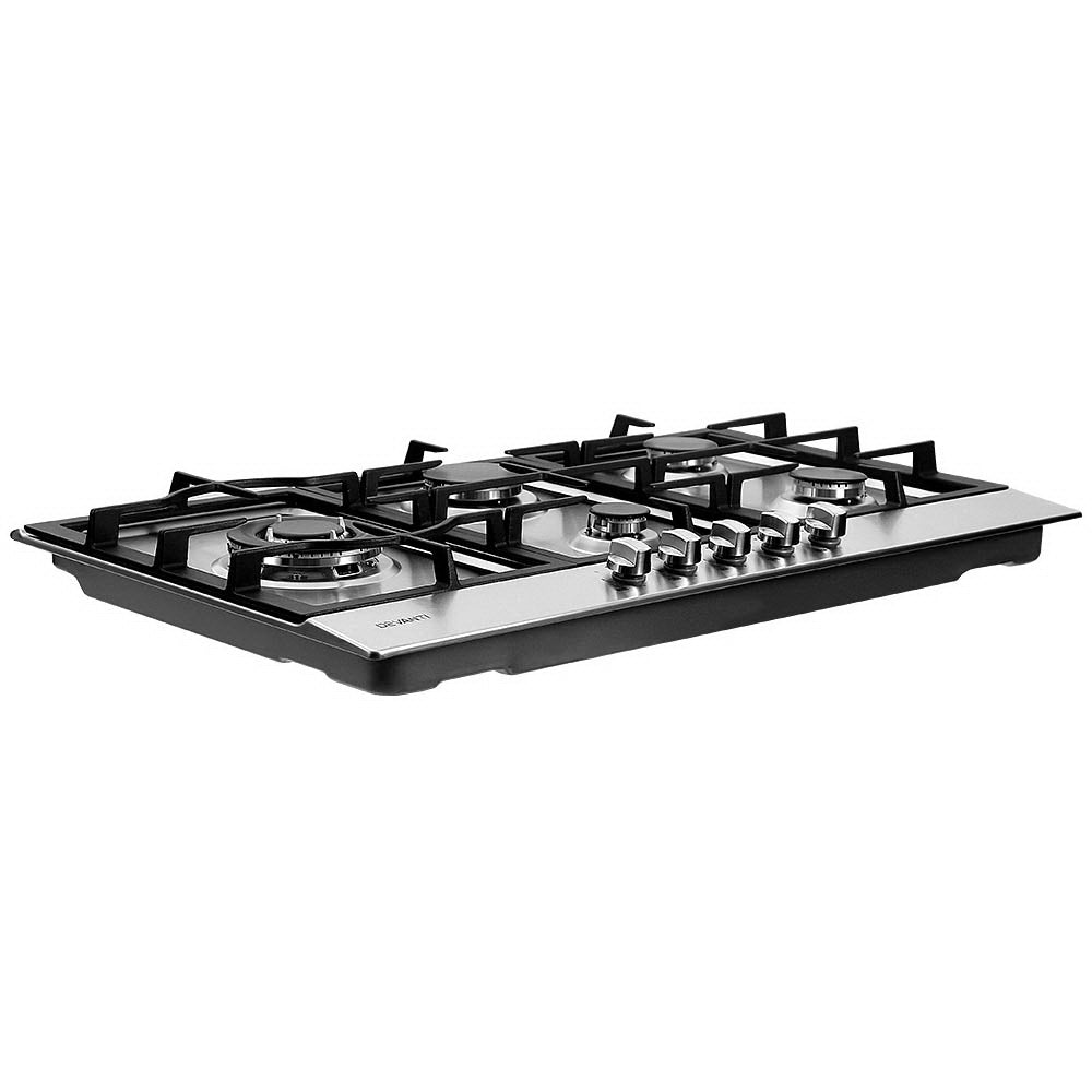 Devanti Gas Cooktop 90cm Kitchen Stove Cooker 5 Burner Stainless Steel NG/LPG Silver freeshipping - Awezingly