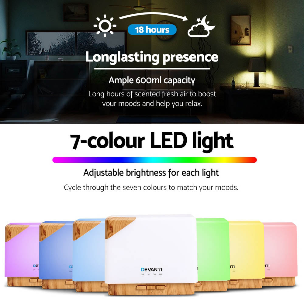 DEVANTi Aroma Diffuser Air Humidifier Night Light 600ml freeshipping - Awezingly
