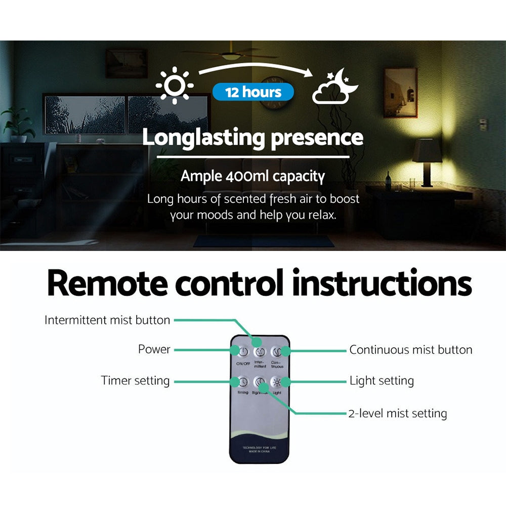 Devanti 400ml 4 in 1 Aroma Diffuser remote control - Light Wood freeshipping - Awezingly