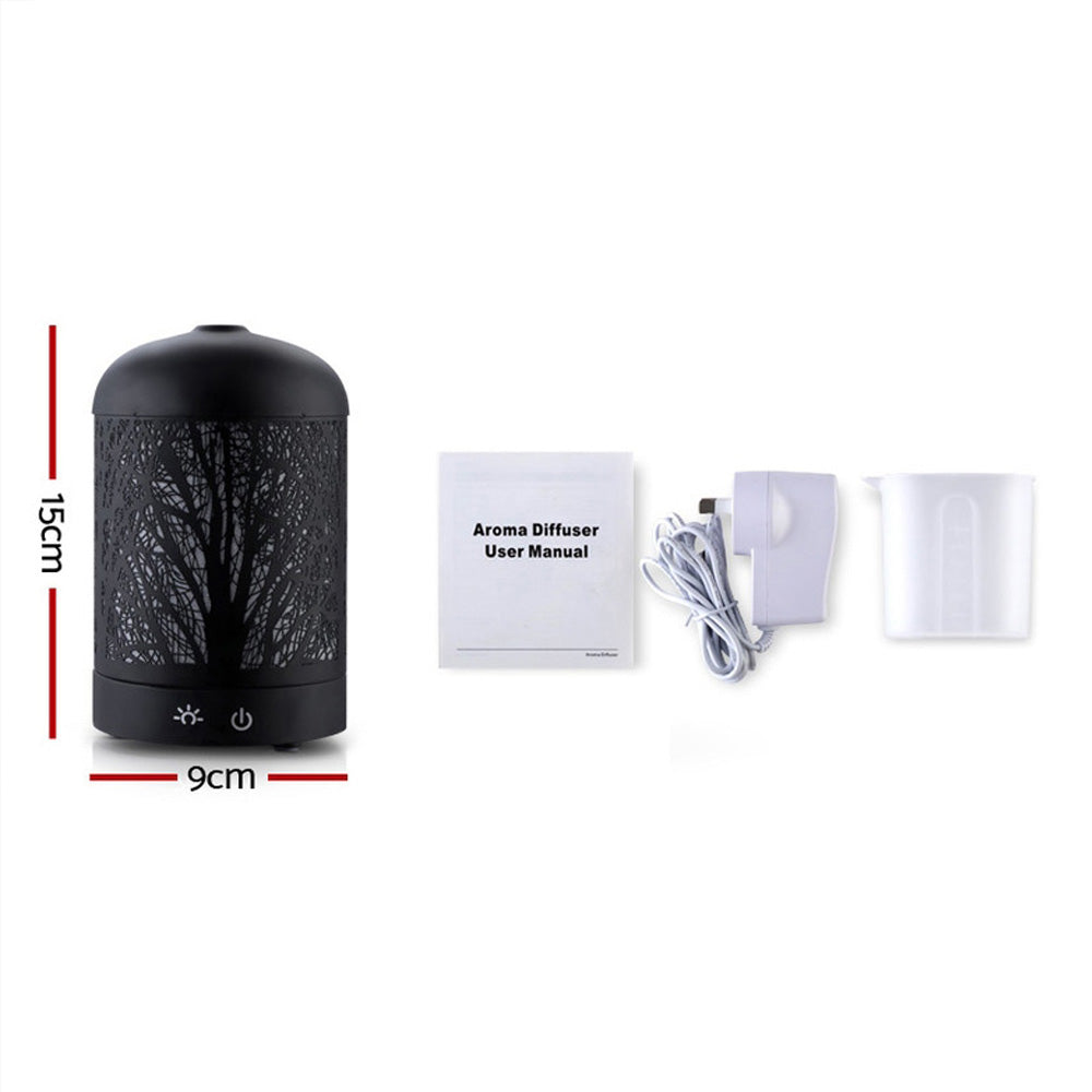 DEVANTI Aroma Diffuser Aromatherapy LED Night Light Iron Air Humidifier Black Forrest Pattern 100ml freeshipping - Awezingly