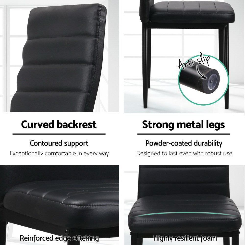 Artiss Set of 4 Dining Chairs PVC Leather - Black freeshipping - Awezingly