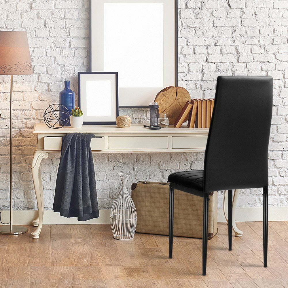 Artiss Set of 4 Dining Chairs PVC Leather - Black freeshipping - Awezingly