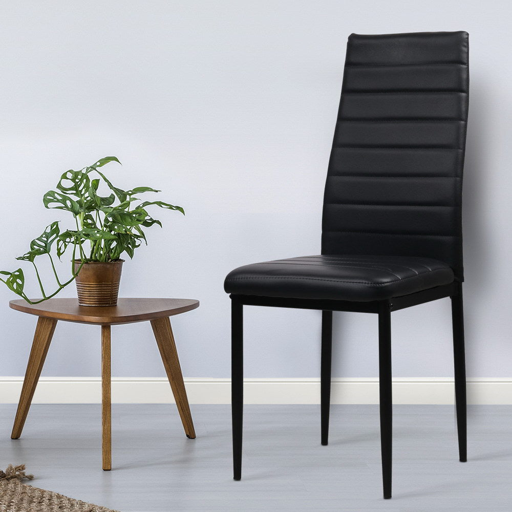Artiss Set of 4 Dining Chairs PVC Leather - Black freeshipping - Awezingly