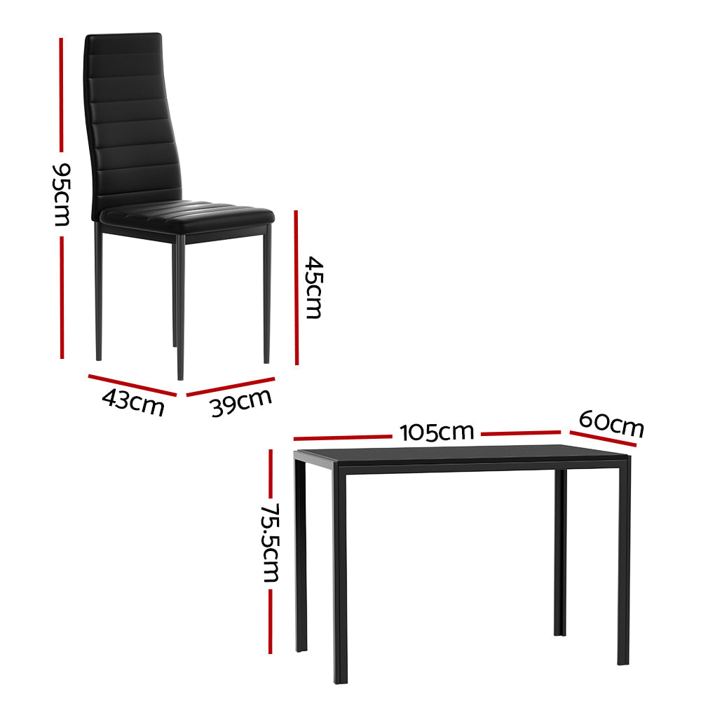 Artiss Dining Chairs and Table Dining Set 4 Chair Set Of 5 Wooden Top Black Artiss