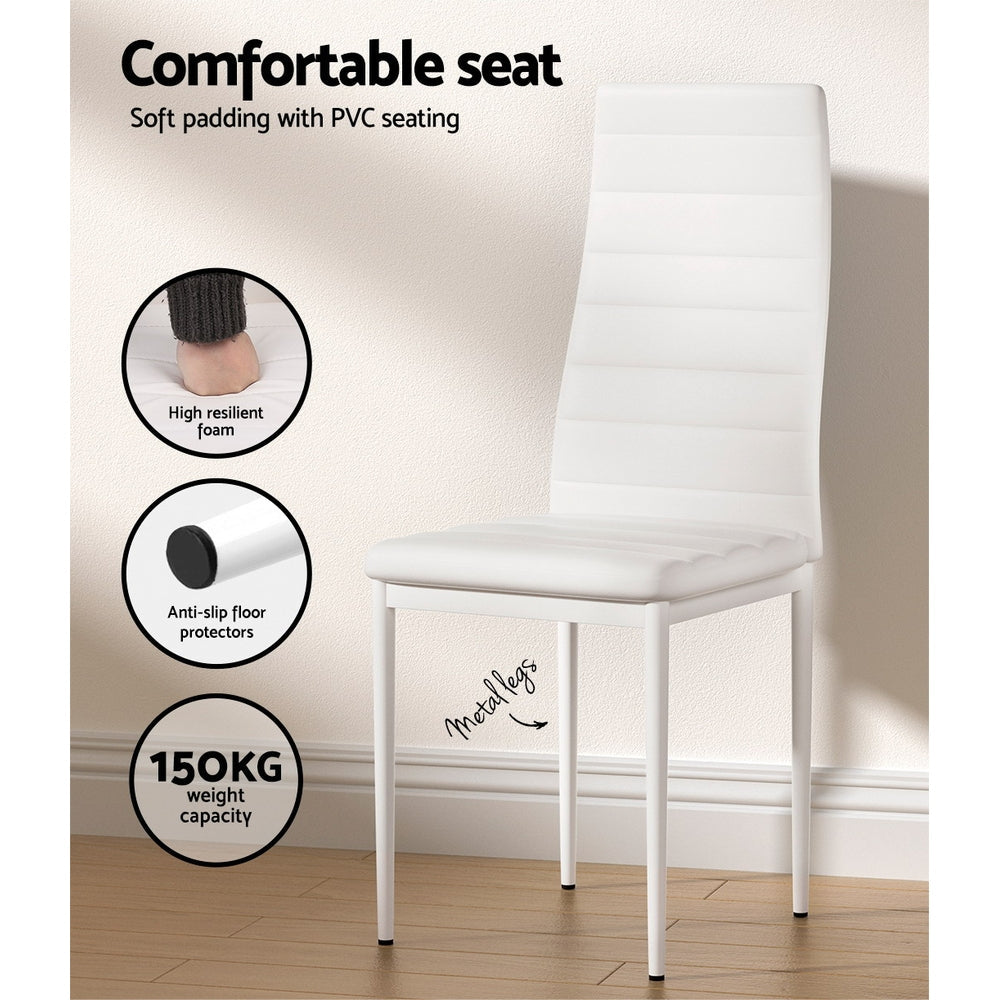 Artiss Dining Chairs and Table Dining Set 4 Chair Set Of 5 Wooden Top White Artiss