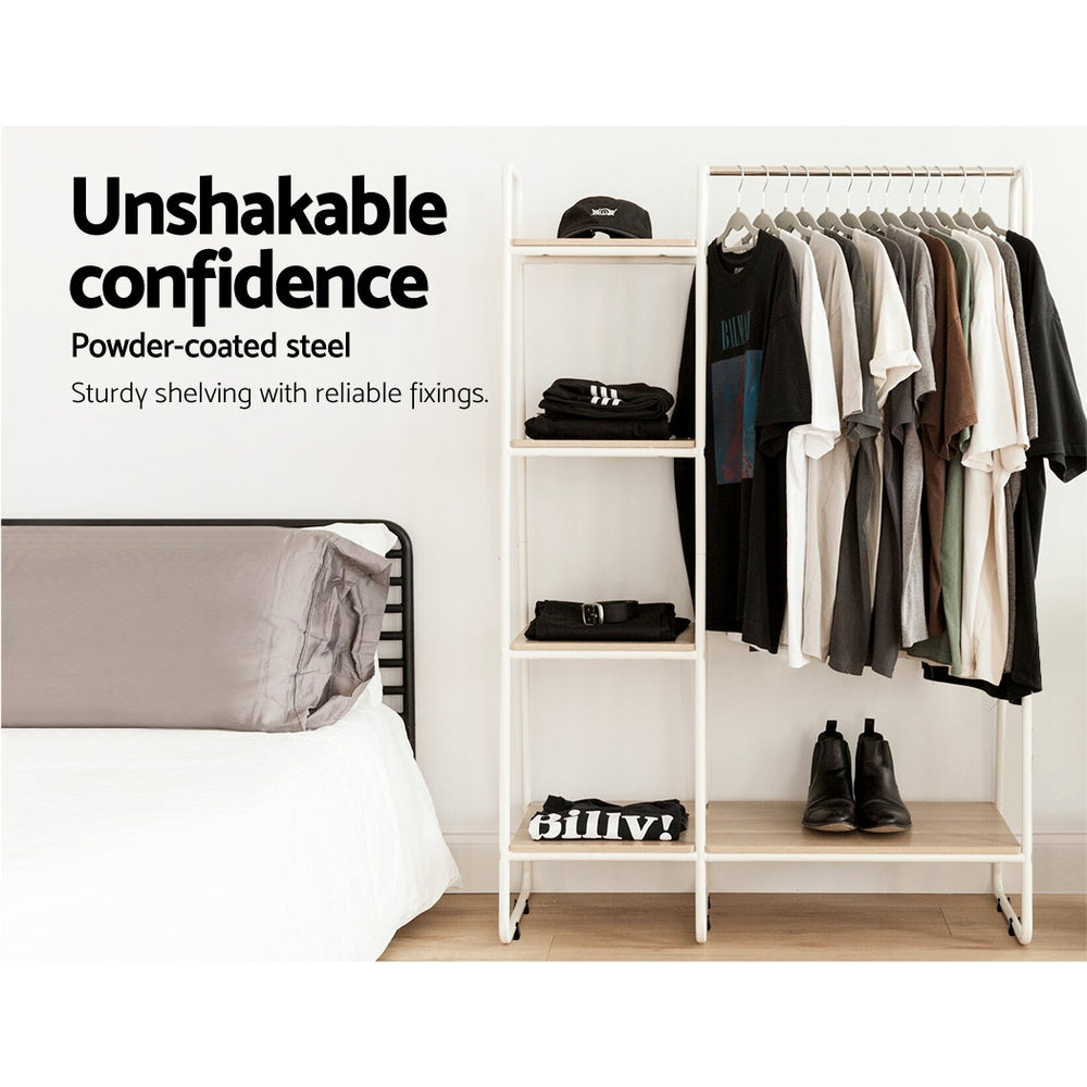 Closet Storage Rack Clothes Hanger Shelf Garment Rail Stand Wardrobe Organizer White freeshipping - Awezingly