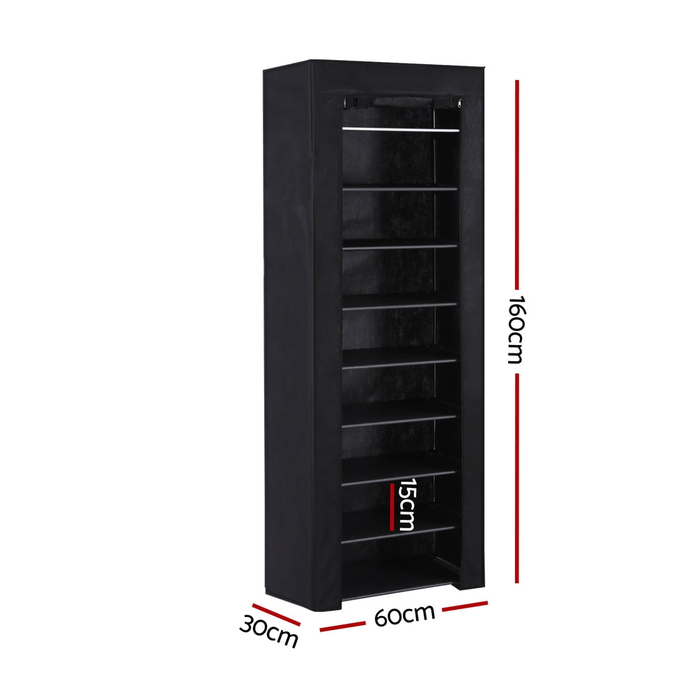 Artiss Shoe Rack 10-tier 27 Pairs Removable Cover Black Artiss