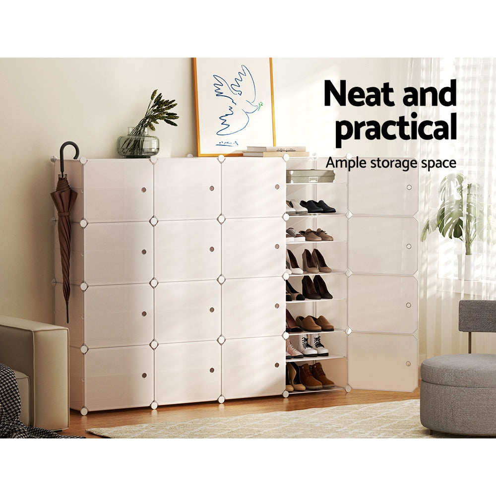 Artiss DIY Shoe Cabinet Shoe Box White Storage Cube Portable Organiser Stand Artiss