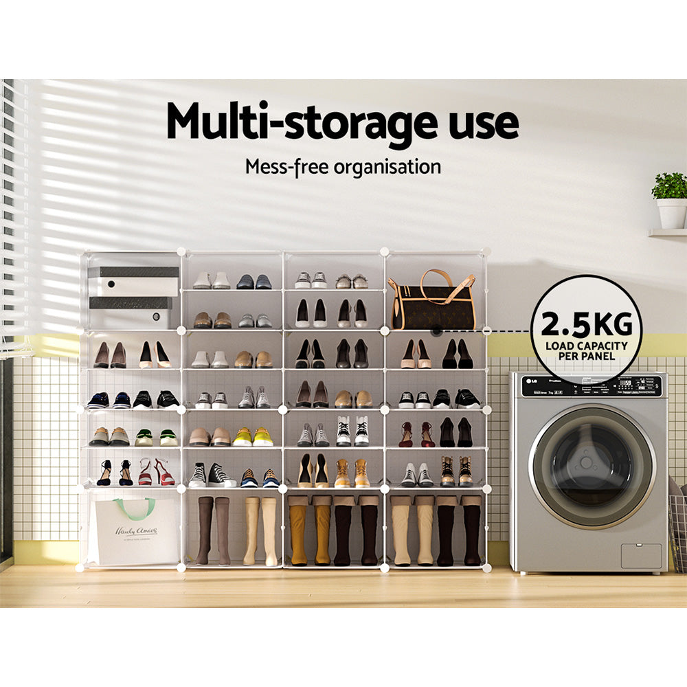 Artiss DIY Shoe Cabinet Shoe Box White Storage Cube Portable Organiser Stand Artiss