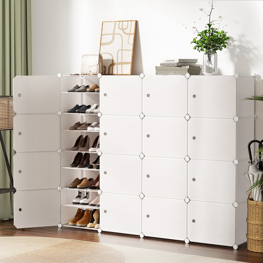 Artiss DIY Shoe Cabinet Shoe Box White Storage Cube Portable Organiser Stand Artiss