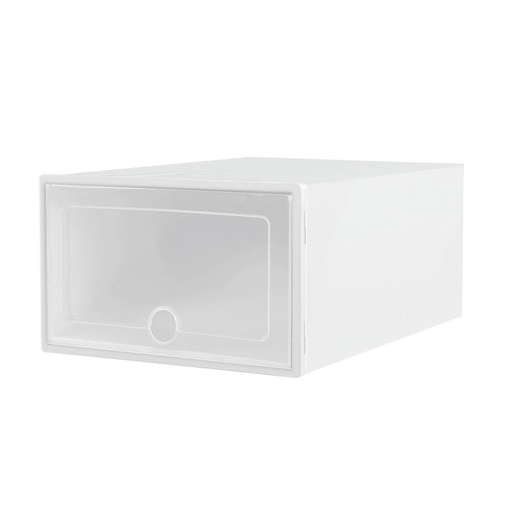 Artiss Shoe Box Set of 24 Storage Case Stackable Plastic Shoe Cabinet Cube White Artiss