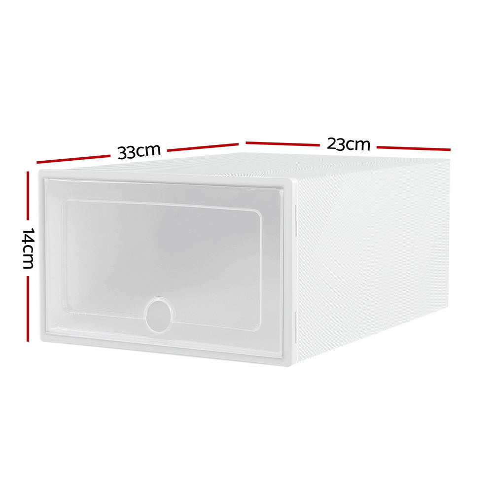 Artiss Shoe Box Set of 24 Storage Case Stackable Plastic Shoe Cabinet Cube White Artiss