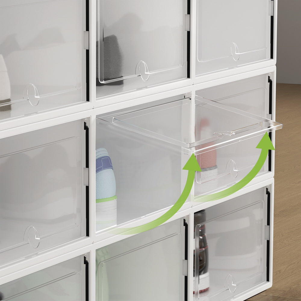 Artiss Shoe Box Set of 24 Storage Case Stackable Plastic Shoe Cabinet Cube White Artiss