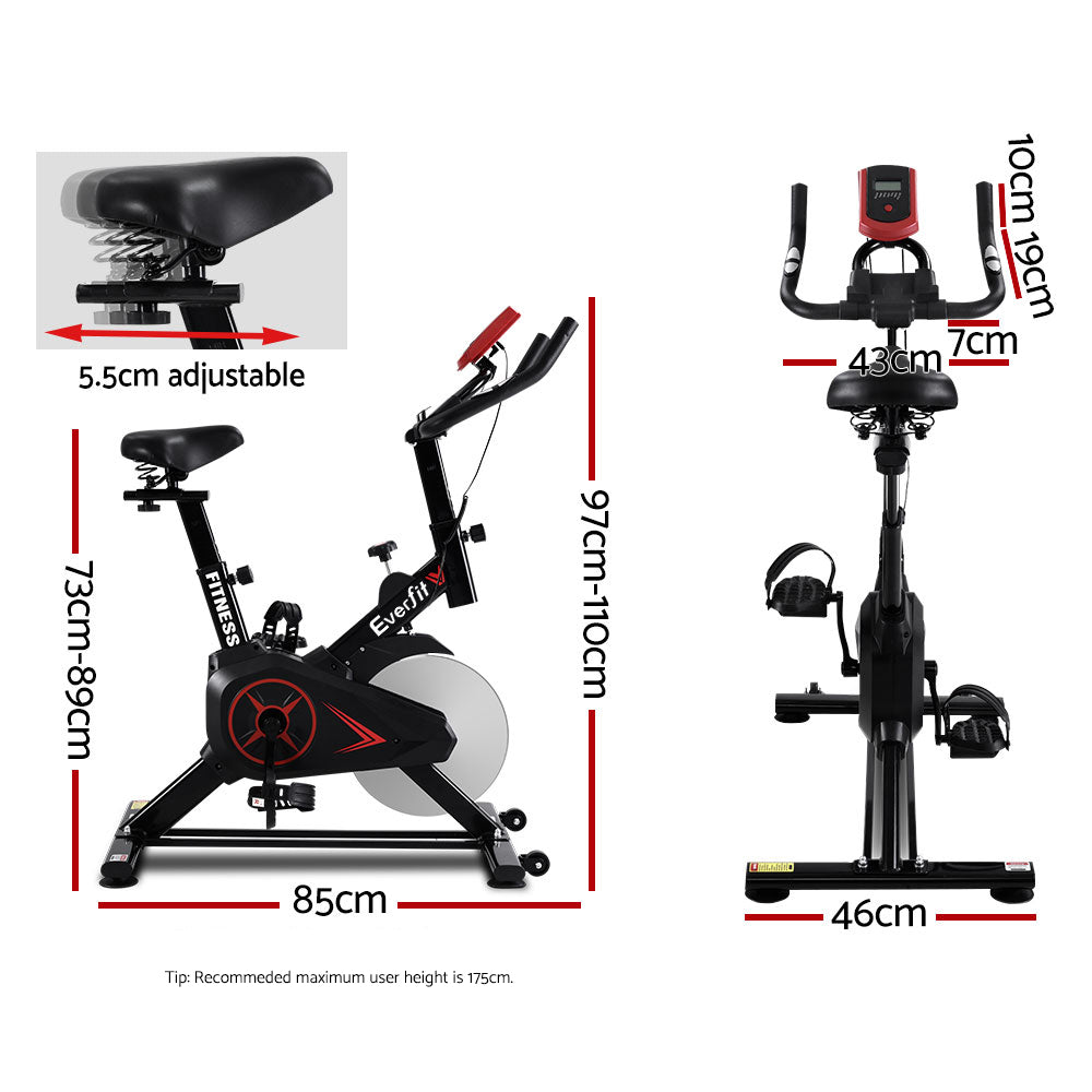 Spin Exercise Bike Flywheel Fitness Commercial Home Workout Gym Phone Holder Black Spin Bike