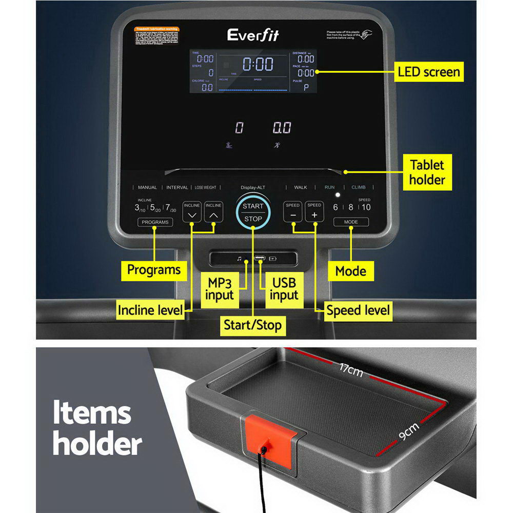 Everfit Electric Treadmill Auto Incline Trainer CM01 40 Level Incline Gym Exercise Running Machine Fitness Everfit