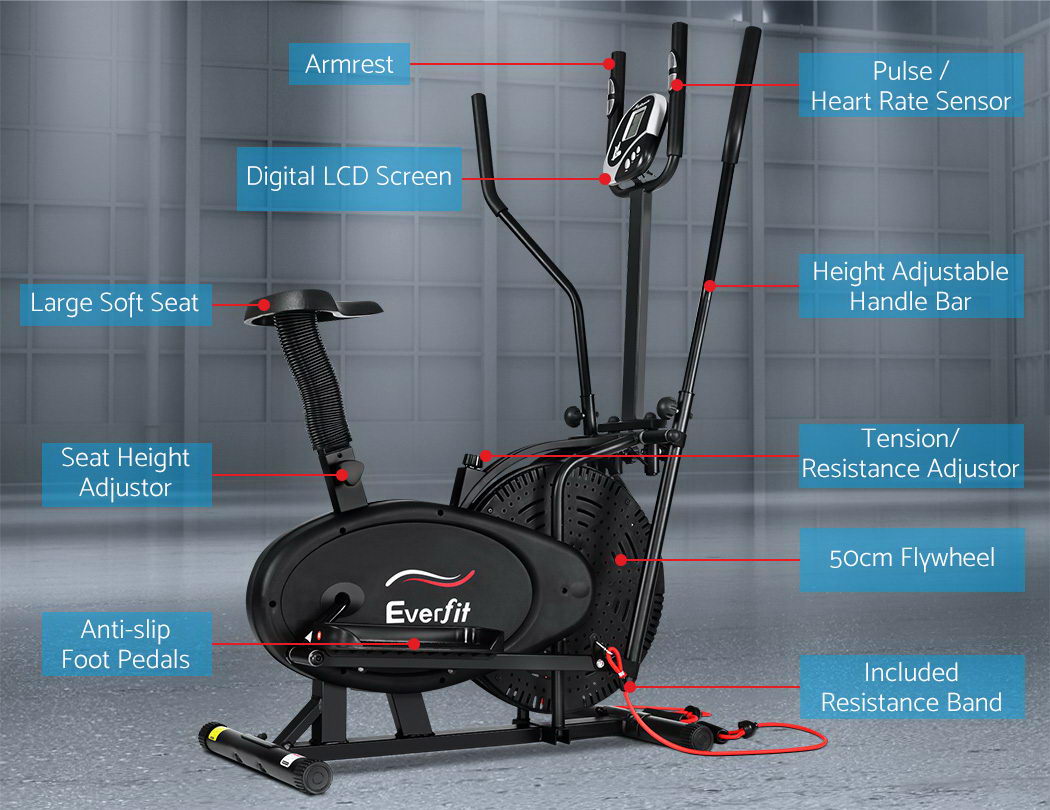 Everfit 5in1 Elliptical Cross Trainer Exercise Bike Bicycle Home Gym Fitness Machine Running Walking Everfit