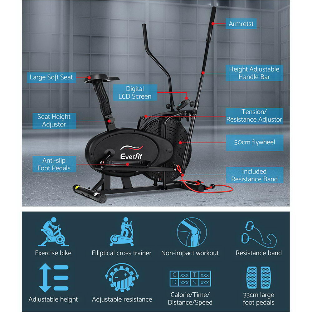 Everfit 4in1 Elliptical Cross Trainer Exercise Bike Bicycle Fitness Machine Everfit