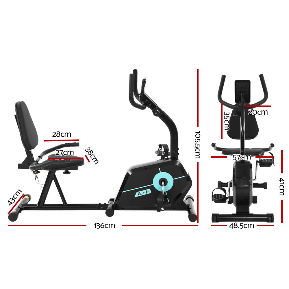 Everfit Magnetic Recumbent Exercise Bike Fitness Cycle Trainer Gym Equipment Everfit