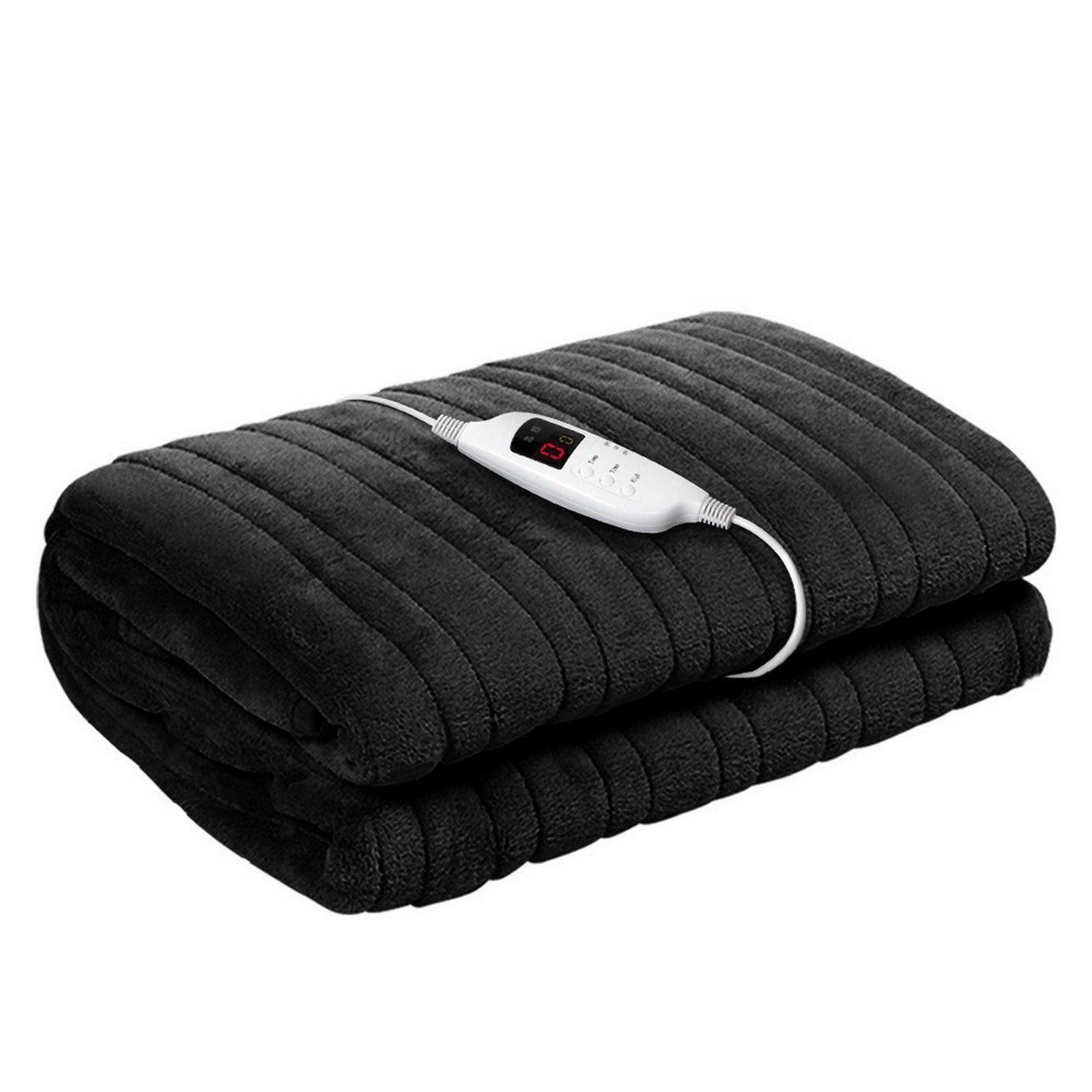 Giselle Bedding Heated Electric Throw Rug Fleece Sunggle Blanket Washable Charcoal Giselle Bedding