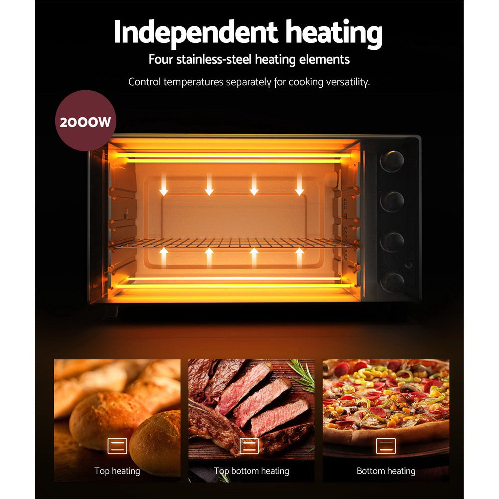 Devanti Electric Convection Oven Bake Benchtop Rotisserie Grill 60L Devanti