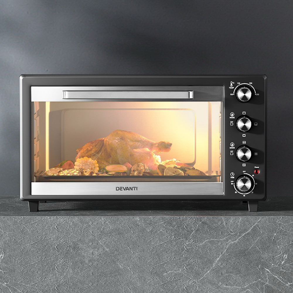 Devanti Electric Convection Oven Bake Benchtop Rotisserie Grill 60L Devanti