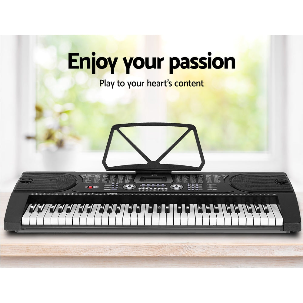 Alpha 61 Keys Electronic Piano Keyboard Digital Electric w/ Stand Stool Black Alpha