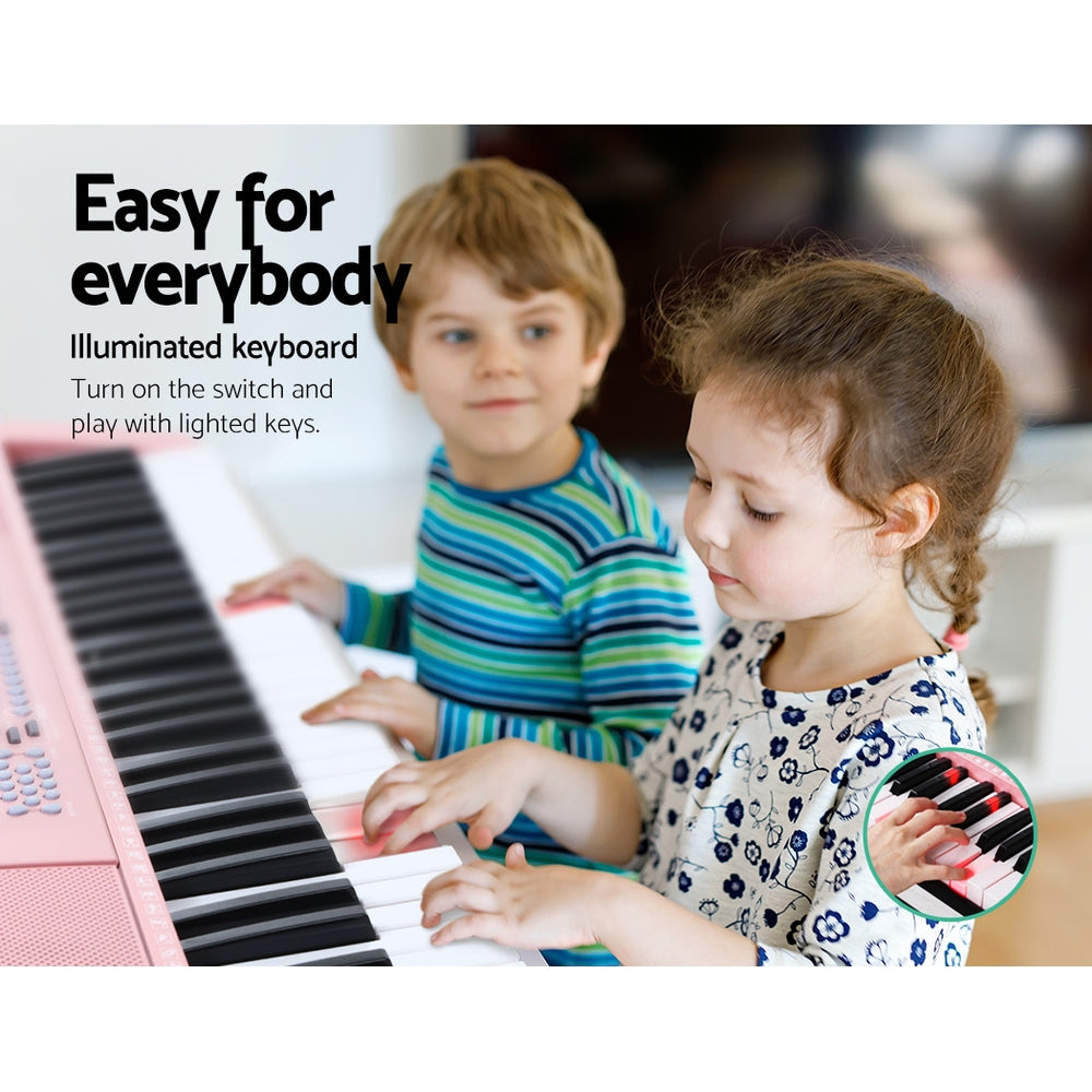 Alpha 61 Key Lighted Electronic Keyboard LED Electric Holder Music Stand - Pink freeshipping - Awezingly