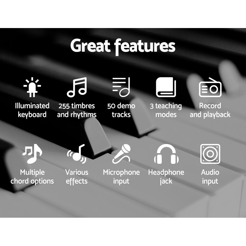 Alpha 61 Key Lighted Electronic Keyboard LED Electric Holder Music Stand - Pink freeshipping - Awezingly