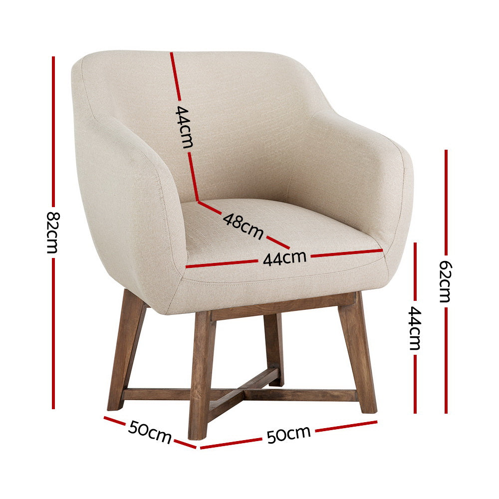 Artiss Fabric Tub Lounge Armchair - Beige Artiss