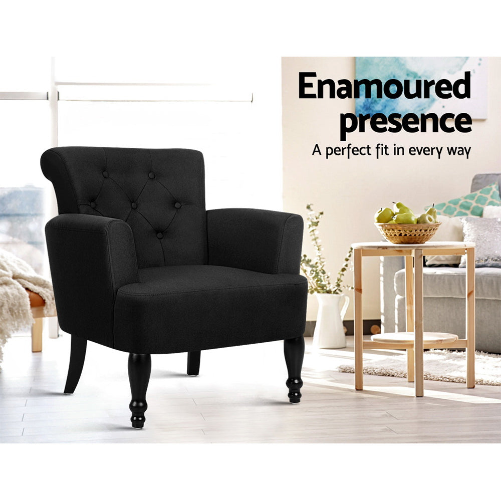 Artiss French Lorraine Chair Retro Wing - Black Artiss