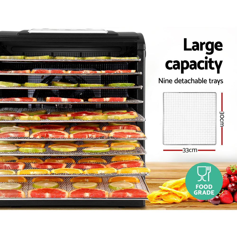 Devanti 9 Tray Food Dehydrators Commercial Beef Jerky Maker Fruit Dryer Black freeshipping - Awezingly
