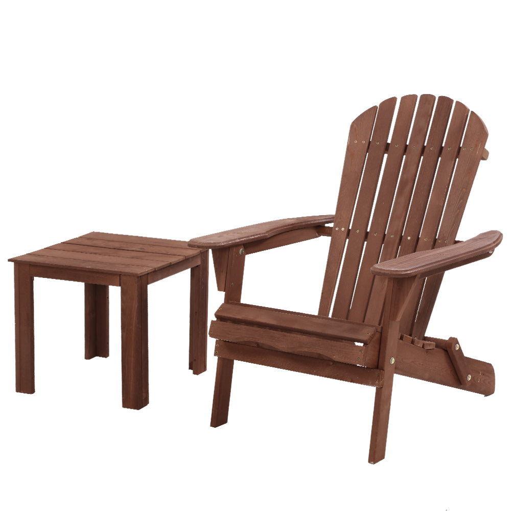 Gardeon Outdoor Folding Beach Camping Chairs Table Set Wooden Adirondack Lounge freeshipping - Awezingly